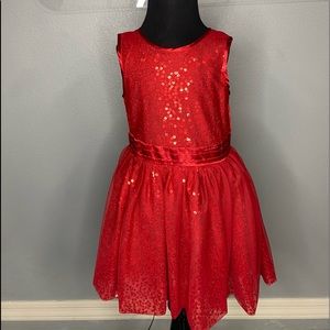 Cat & Jack Red Sequin Satin Party Dress Girl's Size 4T